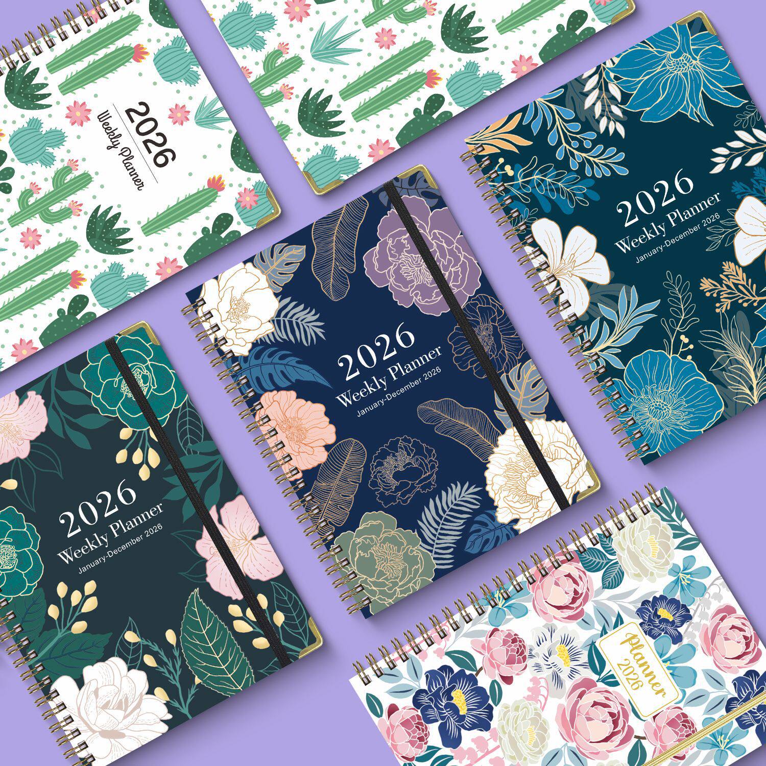 跨境英文笔记本2026年英语记事本A5线圈日记计划本工作运动日程本