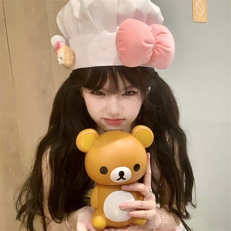 小红书同款可爱饼饼厨师帽卡通甜妹可琦安cos云朵帽拍照道具网红