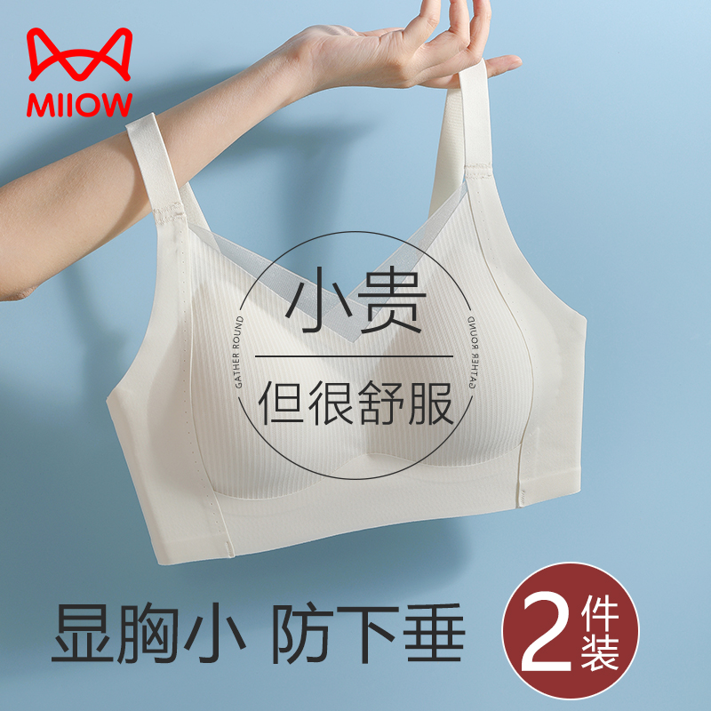猫人大胸显小胸内衣女薄款防下垂