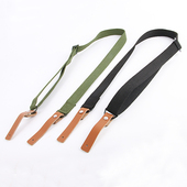 户外多功能ak牛皮通用三点式 战术背带防丢任务绳单肩皮扣安保肩带