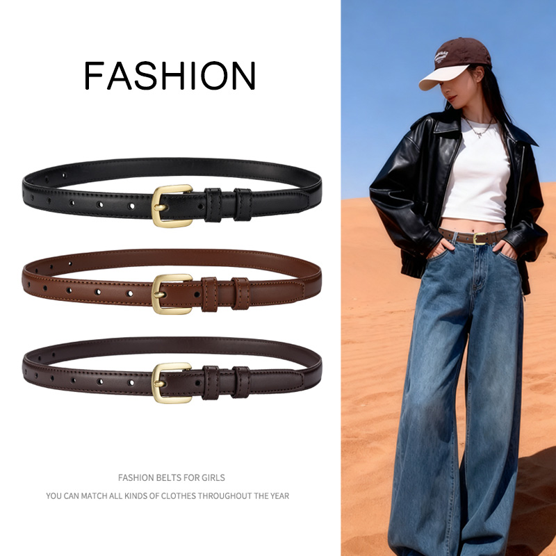 梵洋骑仕细腰带女时尚百搭简约金属扣皮带高级感牛仔裤带
