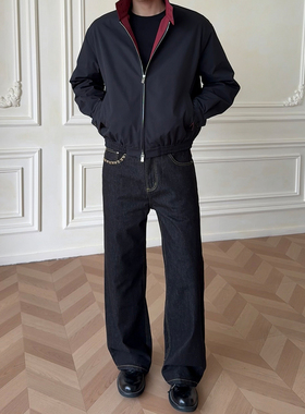 ALLFIT 手缝线原色牛仔裤 cleanfit不褪色A字宽松直筒长裤男女