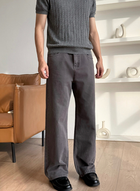 ALLFIT 12.5oz灰牛阿苏特染row平替纯棉宽松休闲通勤百搭牛仔裤男