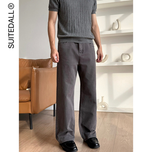 SUITEDALL12.5oz灰牛阿苏特染row平替纯棉宽松休闲通勤百搭牛仔裤