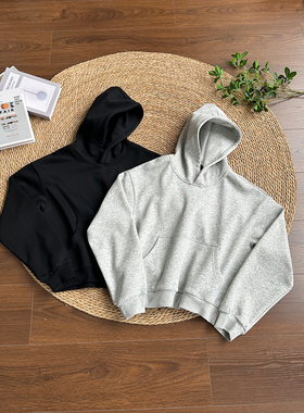 ALLFIT 短宽版型加绒连帽口粮卫衣 休闲百搭基础纯色厚上衣秋冬男