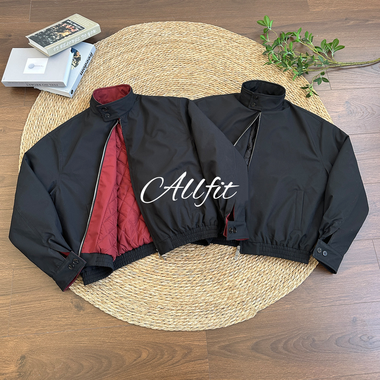 ALLFIT 哈灵顿三防棉服外套 cleanfit短宽立领撞色双拉链夹克男