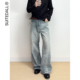 13oz水压挡板猫须水洗复古休闲牛仔裤 ALLFIT A字宽松直筒蓝牛 男