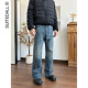 ALLFIT 男 做旧磨破Cleanfit长裤 直筒微喇叭软牛仔裤 水洗复古美式