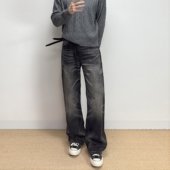 ALLFIT 长裤 镭射2.0黑灰牛仔裤 13盎司宽松直筒水洗猫须休闲四季