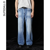 2021M 复古蓝牛 夏季 ALLFIT 休闲宽松直筒微喇12oz软牛仔裤 男女