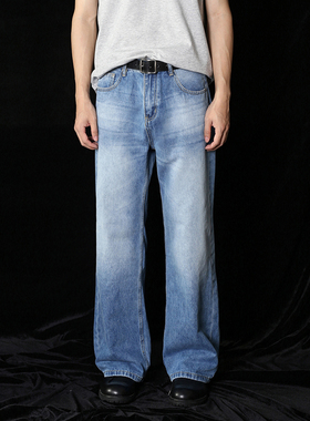 SUITEDALL“2021M”复古蓝牛 夏季宽松直筒微喇12oz软牛仔裤男女