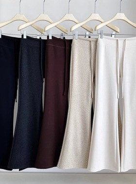 LU系蛋白羊绒微喇裤女加厚女秋冬季巨好看的休闲裤显瘦腿长阔腿裤