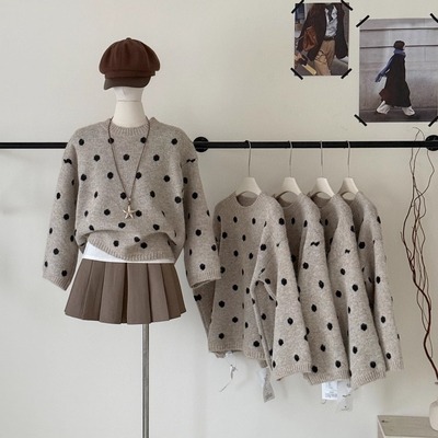 卡其色波点套头毛衣女2025新款