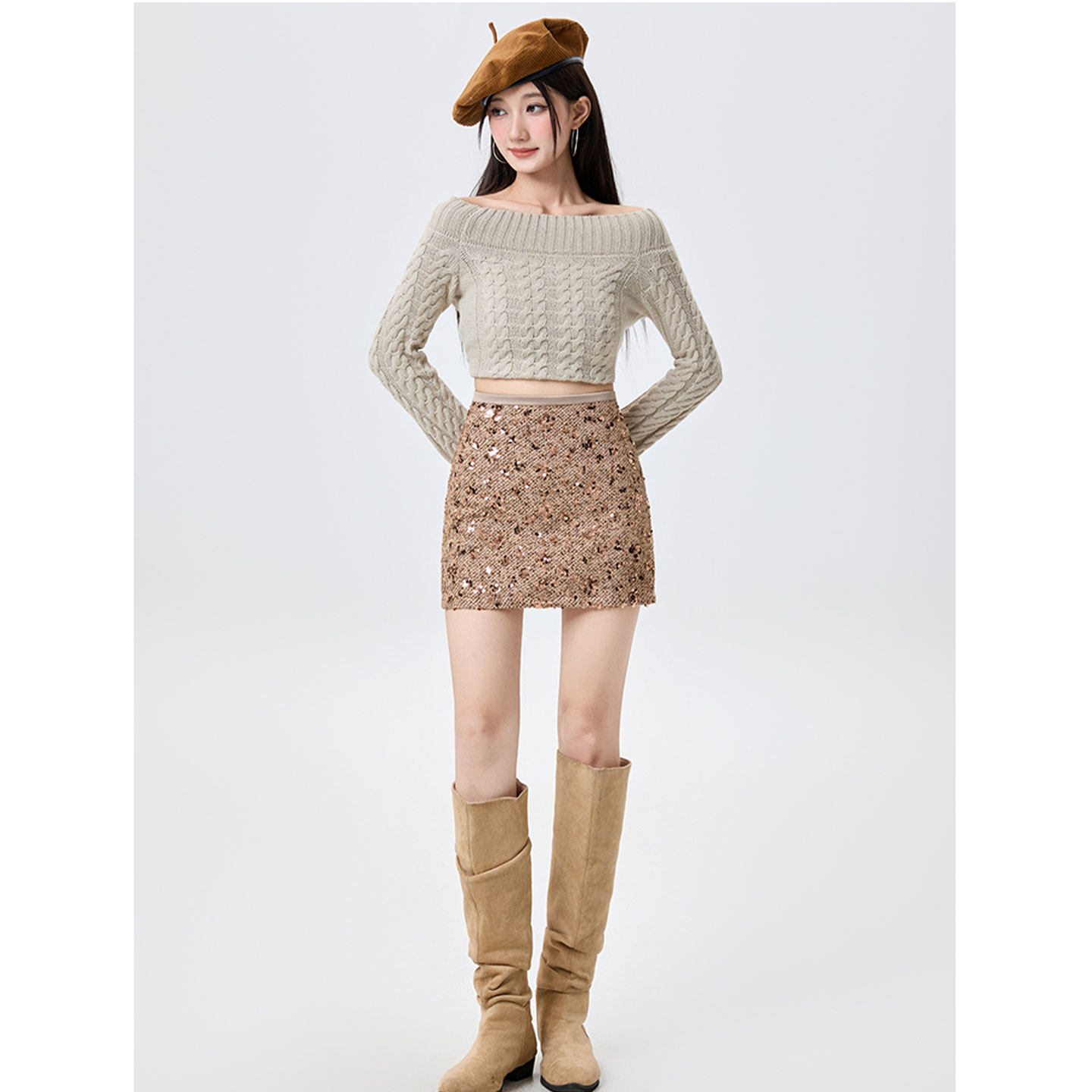 重工小香风亮片半身裙女春季秋冬高腰显瘦气质辣妹A字包臀短裙子,女装/女士精品,半身裙,淘宝优惠券,粉丝福利购,淘宝优惠卷