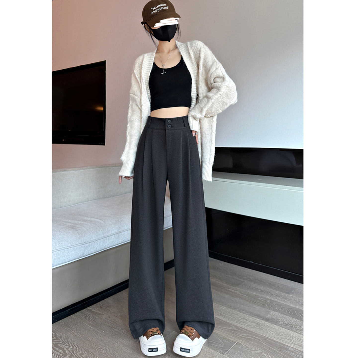加厚毛呢阔腿裤女秋冬季高腰垂感美拉德穿搭小个子直筒休闲西装裤,女装/女士精品,休闲裤,淘宝优惠券,粉丝福利购,淘宝优惠卷