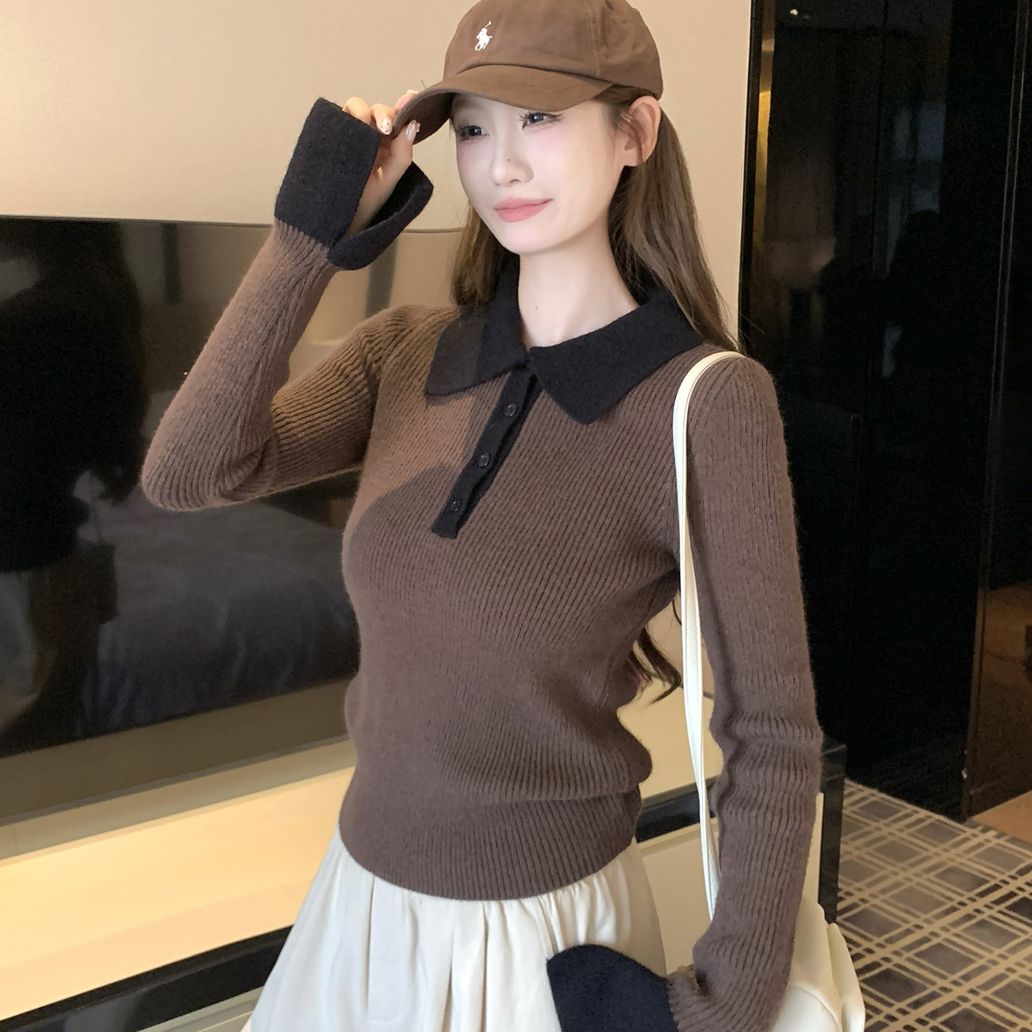 【赠送运费险】韩系polo领针织衫