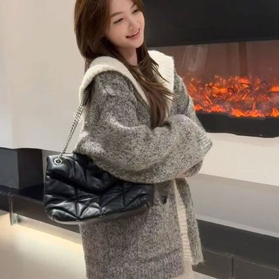 韩系氛围感穿搭软糯连帽毛衣外套女秋冬慵懒风高级感宽松针织开衫