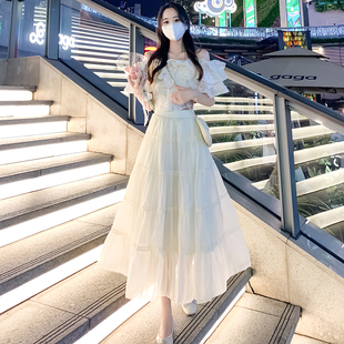 实拍2026年夏网纱半身裙a字高腰蓬蓬仙女纱裙子蛋糕半身长裙遛弯