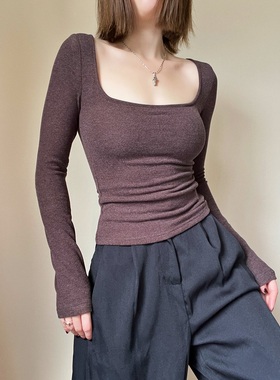 带胸垫！双层抓绒！长袖圆领新款修身显瘦大弹力内搭打底上衣T恤