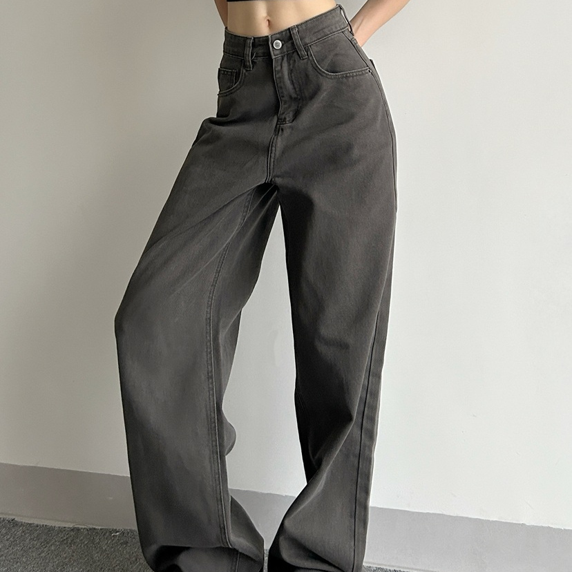 美式宽松慵懒牛仔阔腿裤女