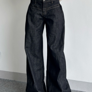 子潮 男女水洗做旧松弛显瘦百搭裤 LOCKDOWN美式 复古原色弯刀牛仔裤