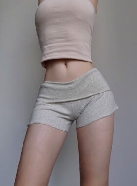 舒适外穿少女显瘦木耳边运动短裤女2025春夏新款折叠低腰纯欲热裤