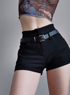 进击的酷妹高腰紧身性感热裤潮女夏季修身薄款休闲西装短裤赠腰带