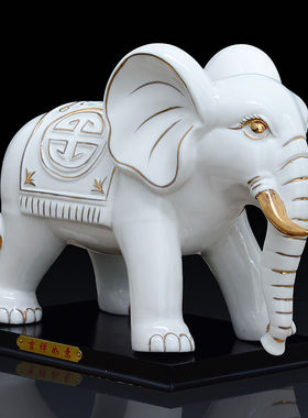 陶瓷大象摆件吸水招财客厅