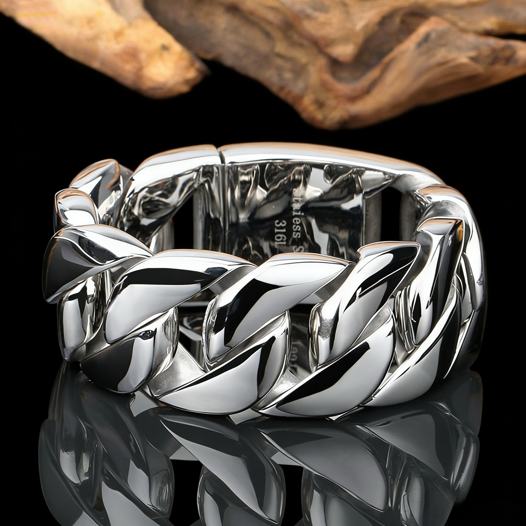 欧美嘻哈潮牌粗款古巴链 钛钢插扣霸气手链男蛇骨宽款手镯饰品ins