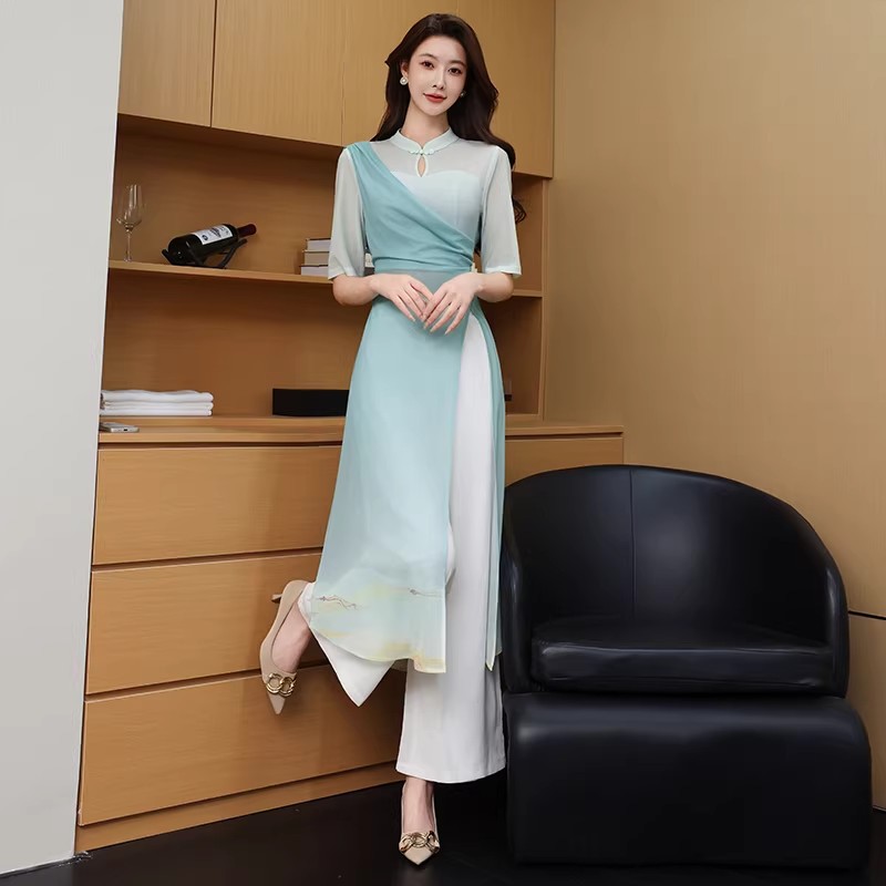 中式养生馆采耳美容师工作服套装