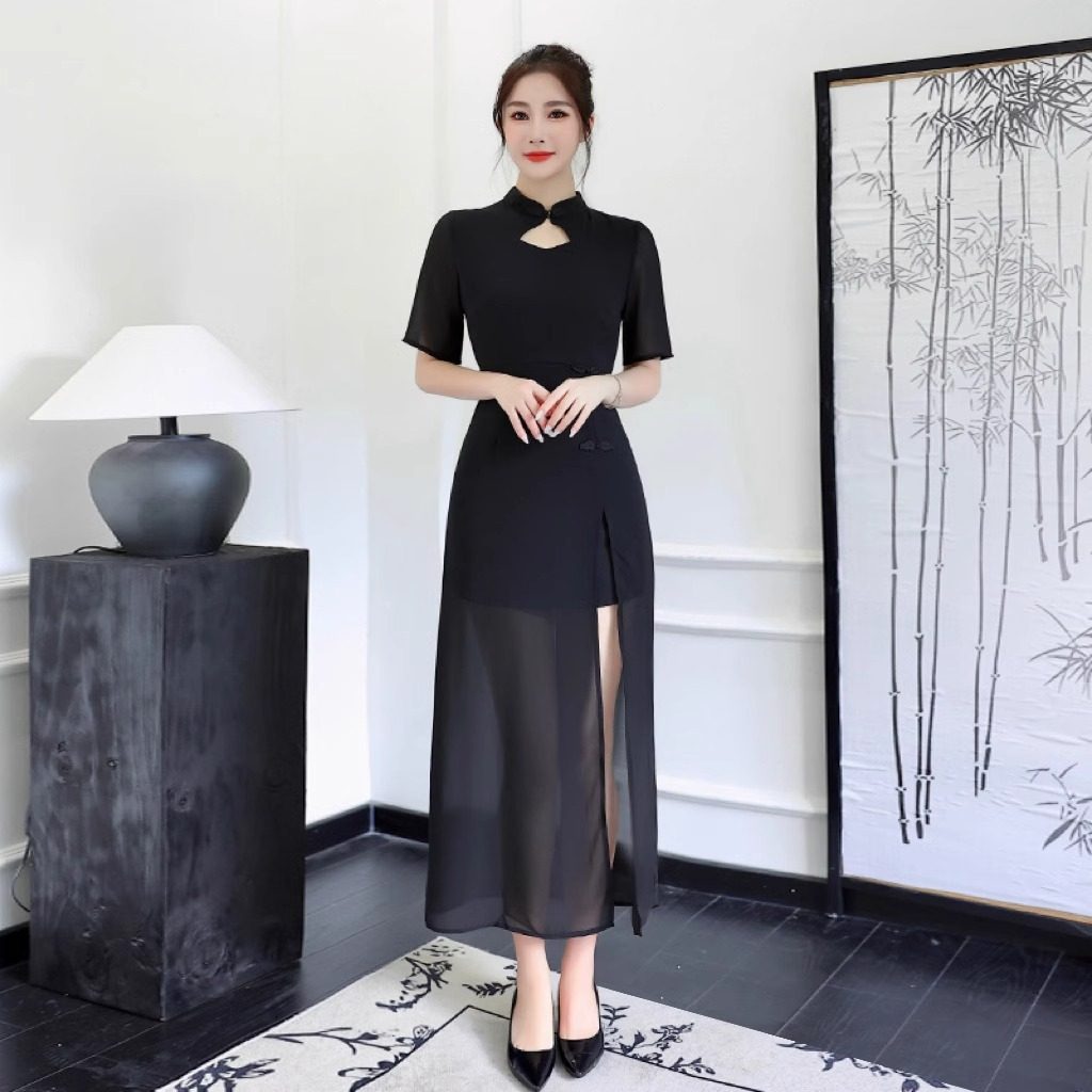 旗袍新款2024短款性感夜场长裙夜总店连衣裙桑拿洗浴工作服女技师