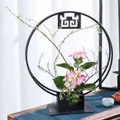 中国风铁艺插花架东篱花插花器花盆玄关酒柜客厅花架中式 禅意摆件