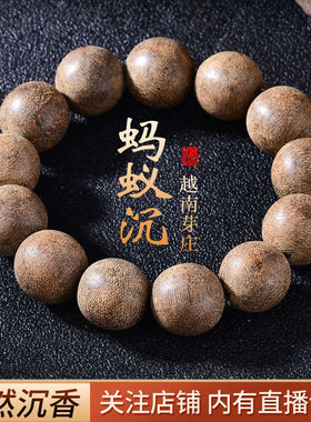 正宗越南芽庄白棋蚂蚁沉香手串男保真天然虫漏沉香木手链文玩佛珠