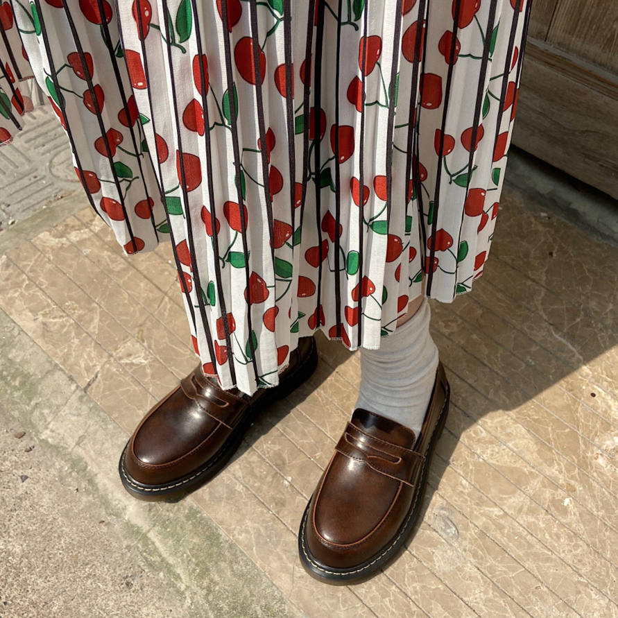 乐福鞋真皮chic一脚蹬jk制服鞋