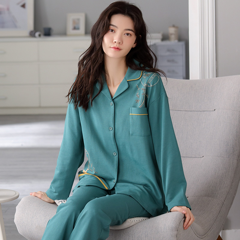 純棉女士春秋款長袖睡衣國風(fēng)系列家居服