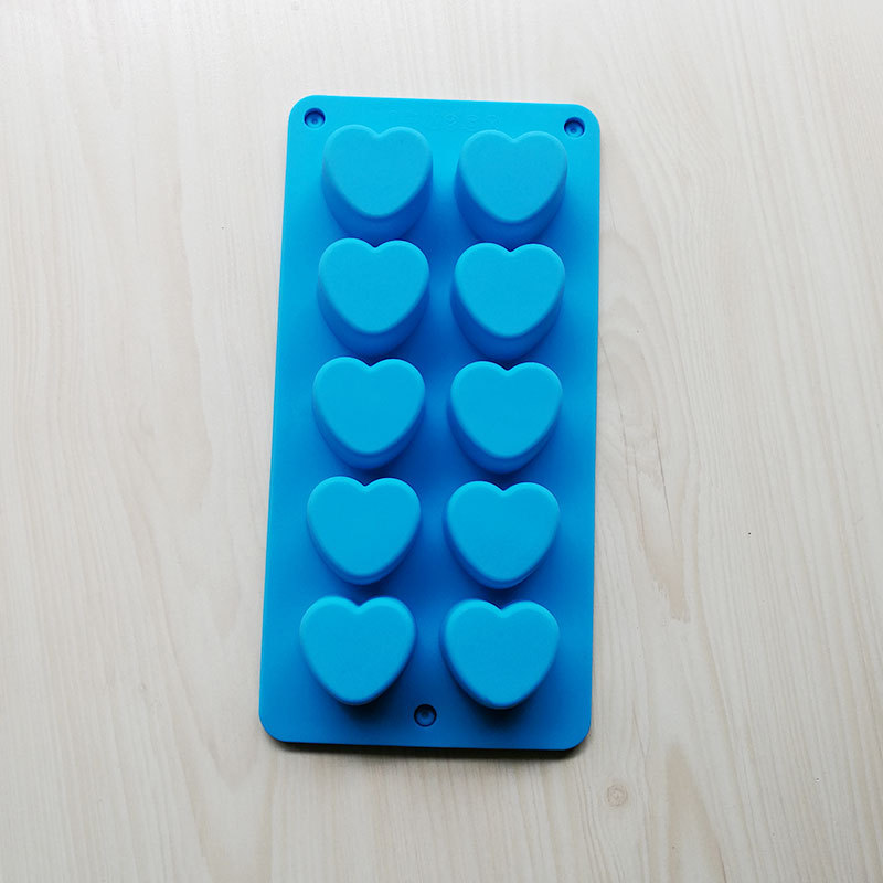 觅爱馆微波炉烤箱蛋糕模具diy手工皂模10连爱心布丁模具冰皮月饼