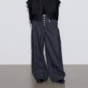 PANTS 条纹牛仔裤 宽松挺廓 SoleMass 长裤 WORK 排扣工装 STRIPES