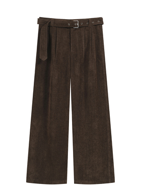 SoleMass「飘带褶」RibbonPleats褶皱阔腿裤棕色男女宽松飘带西裤