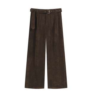 SoleMass「飘带褶」RibbonPleats褶皱阔腿裤 棕色男女宽松飘带西裤