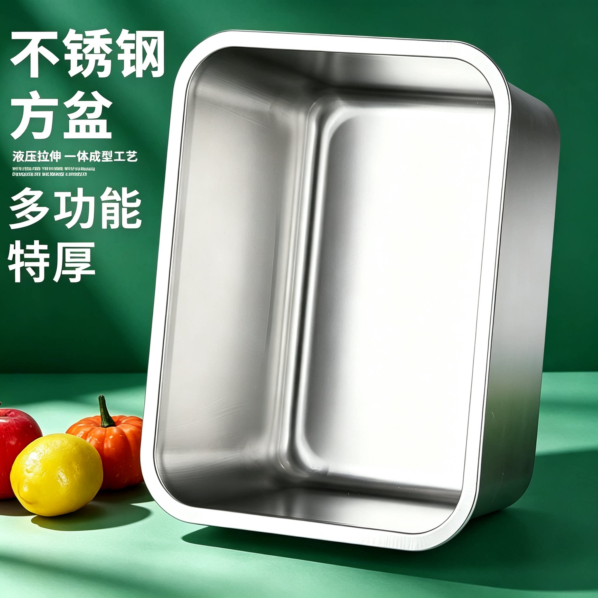 不锈钢方盆长方形自助餐份数盆