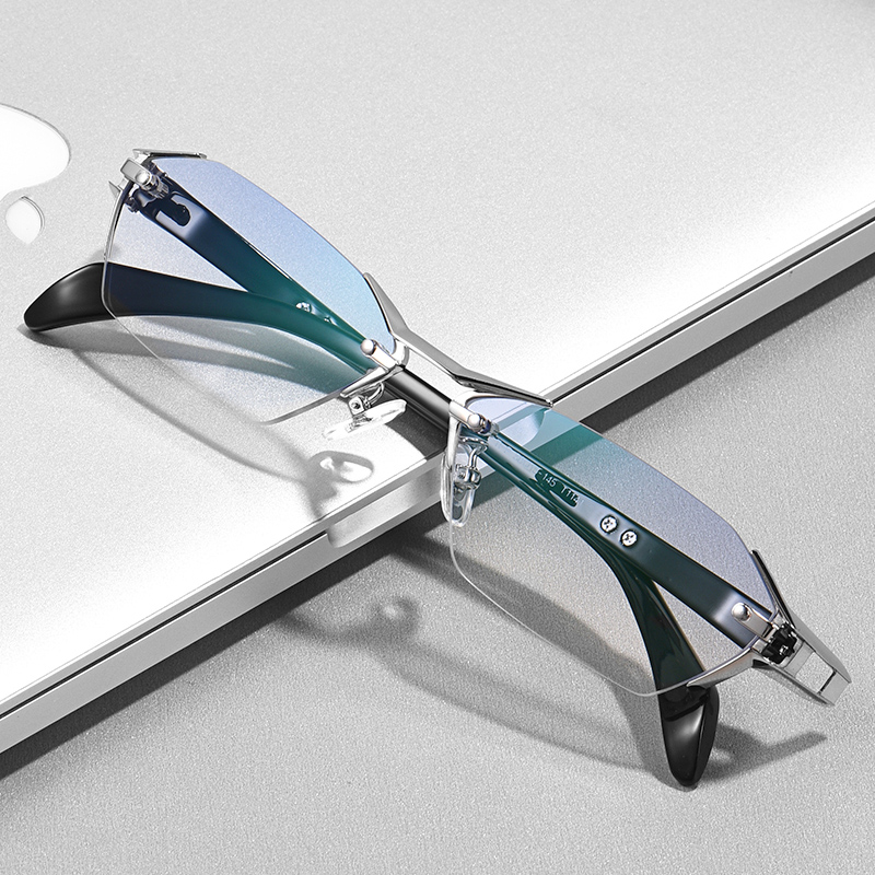 配纯近视眼镜无框纯钛男