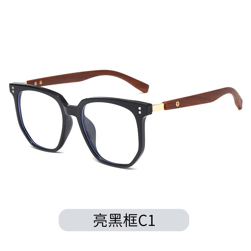 配近视复古原木大框眼镜框男可板材木纹质镜腿眼镜架女变色防蓝光