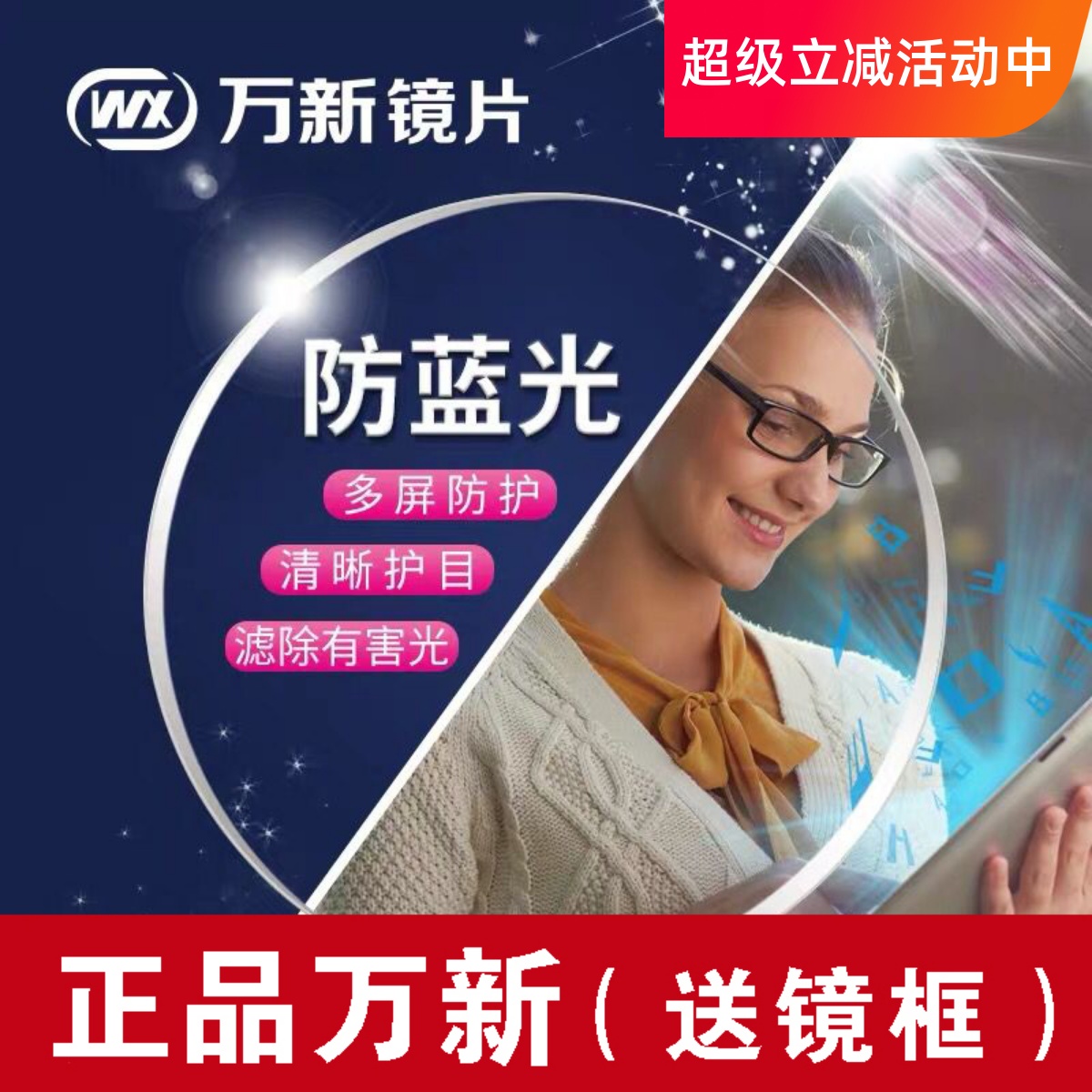 万新光学近视镜片1.56/1.61/1.67/1.74折射率非球面防蓝光成品