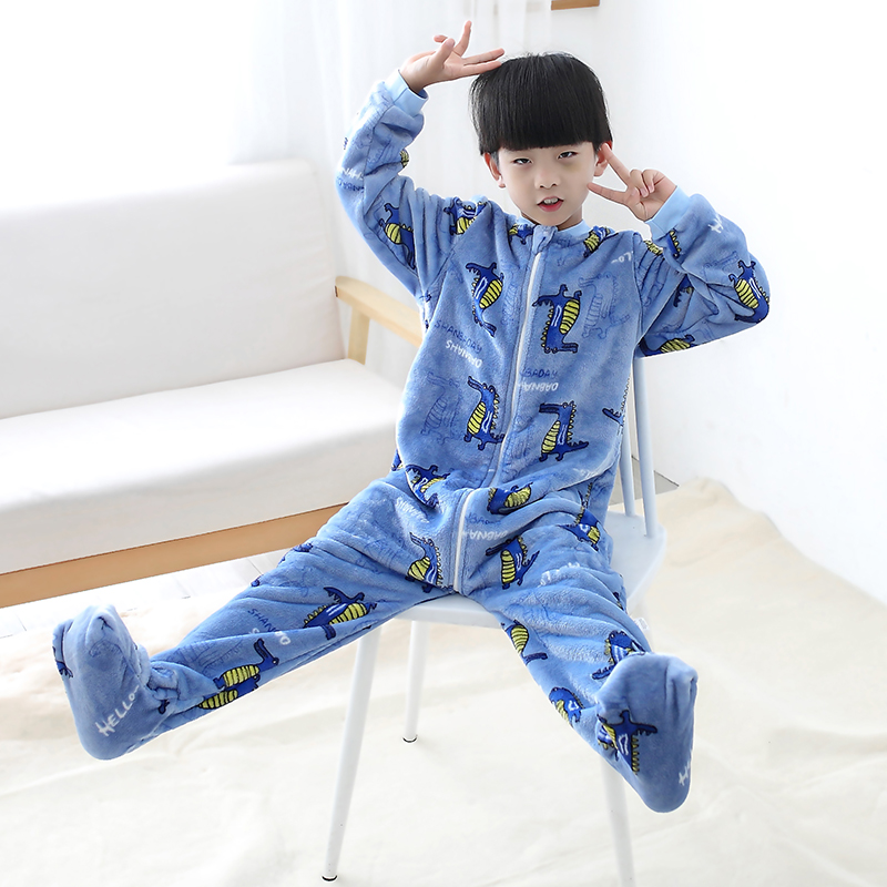 宝宝爬服保暖秋冬包脚睡袋连体衣