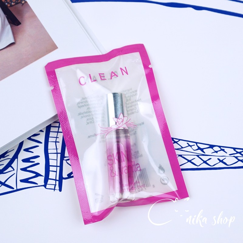 正品Clean克霖Skin & Vanilla果皮香草女士香水小样滚珠5ML