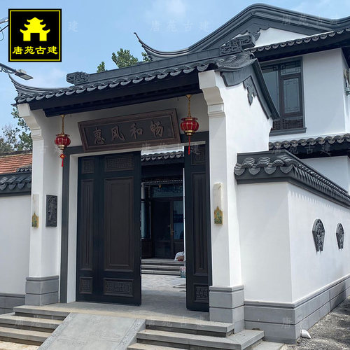 庭院墙面角花影壁水泥脚线青砖