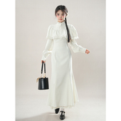 2025新款 法式 富家千金斗篷连衣裙女春季 高级感收腰显瘦鱼尾长裙子