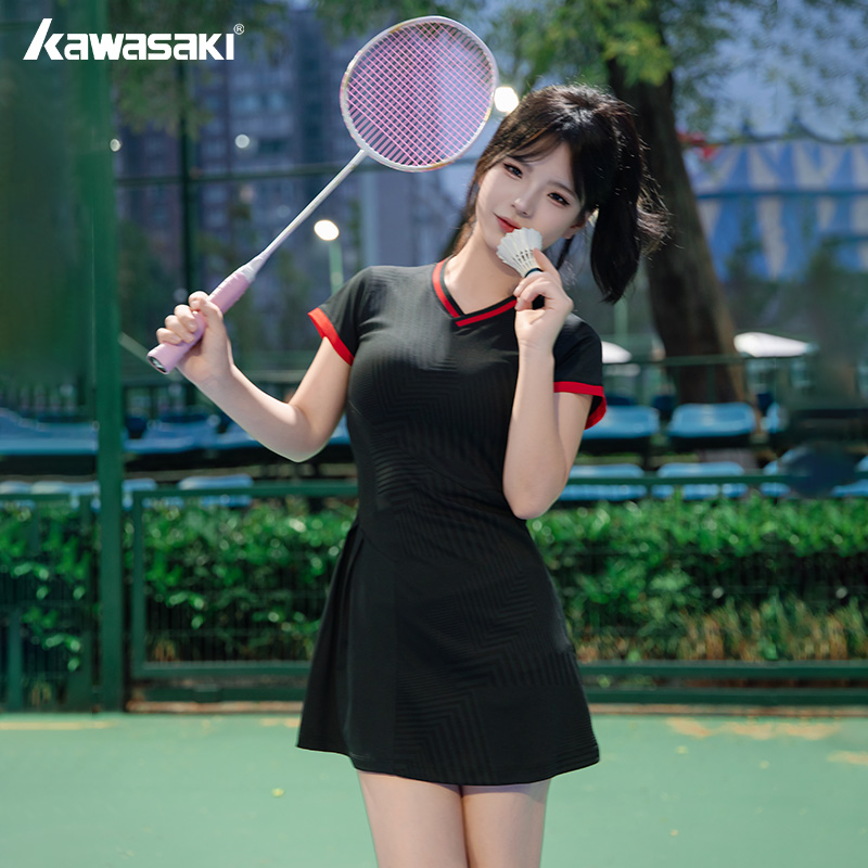 Kawasaki川崎网羽毛球服女玫瑰限定系列运动连衣裙防走光舒适透气