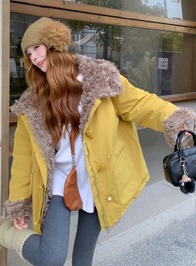 Mistletoe环保羊羔毛宽松款派克棉服可收腰--2B115--8867P215K298