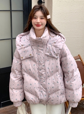 Mistletoe新款现货！加厚连帽印花90羽绒服短外套女D814-P310K408